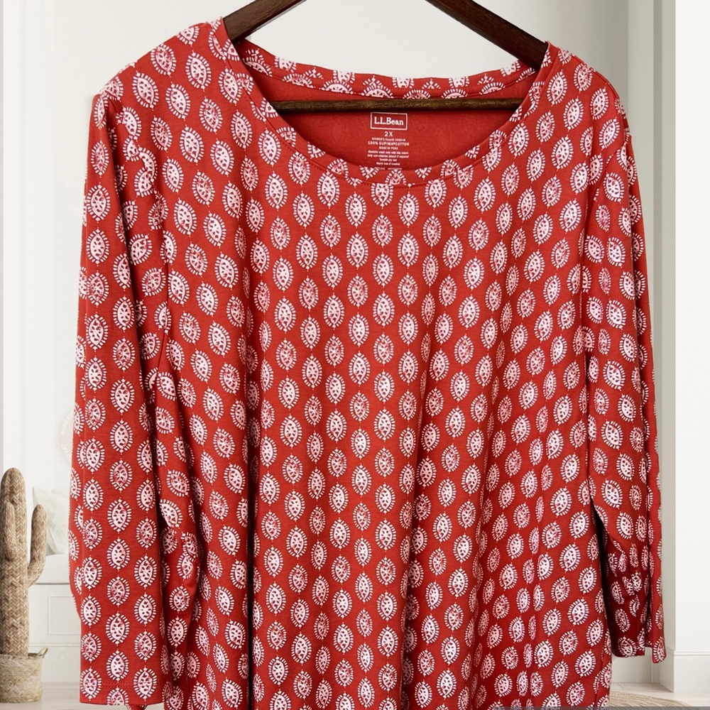 LL Bean Terracotta Supima Cotton Long Sleeve Tee
